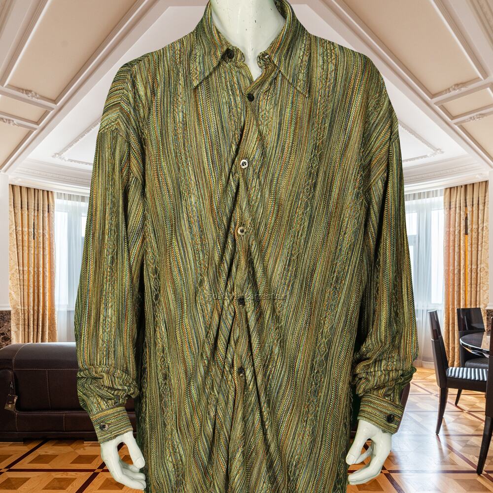 Vintage Creme De Silk Multi Color Nightclub Club Hip Hop Shirt XL